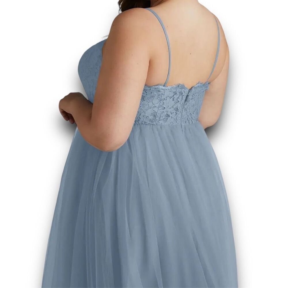 Azazie Dusty Blue Lace Bridesmaid Dress - Picture 15 of 15